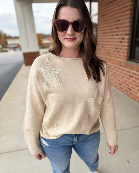 Brooklyn REG/CURVY Star Sequin Sweater