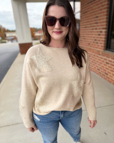Brooklyn REG/CURVY Star Sequin Sweater