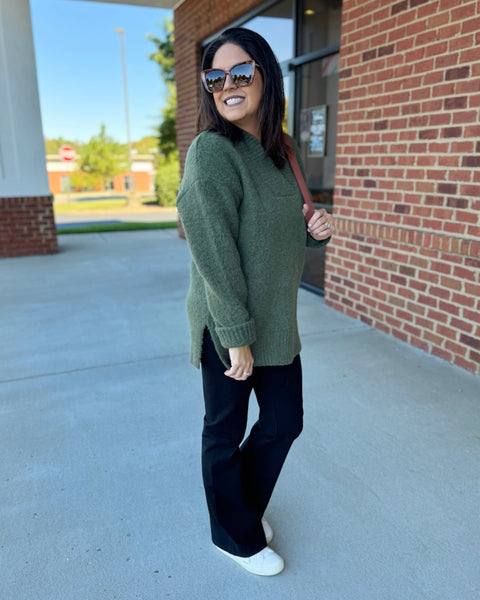 Georgia Slouchy Sweater in Olive