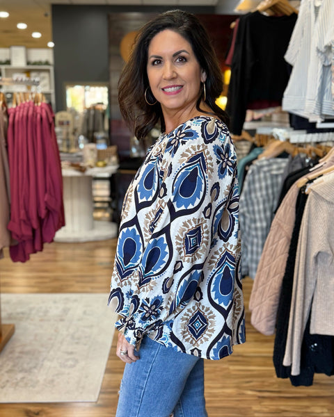 Allison Blouse in Sapphire Blue