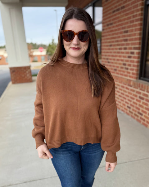 Winslow Drop Shoulder Sweater in Camel