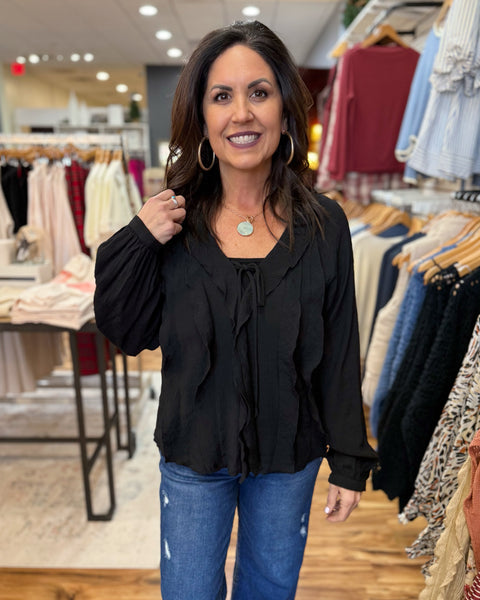 Willow Ruffle Blouse in Black
