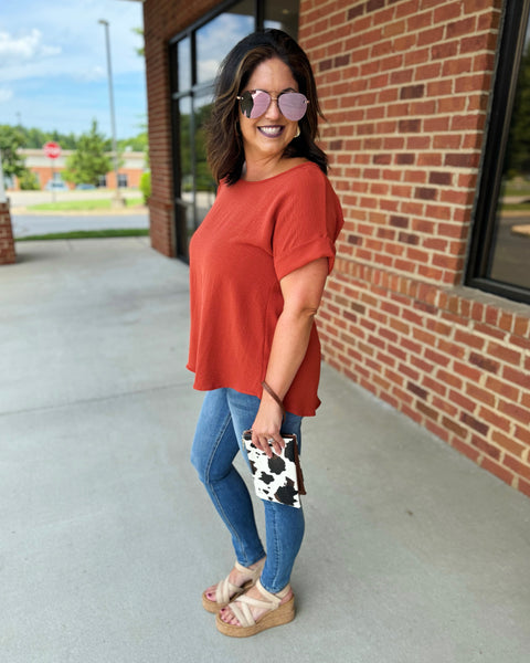 Rylee REG/CURVY Blouse in Rust