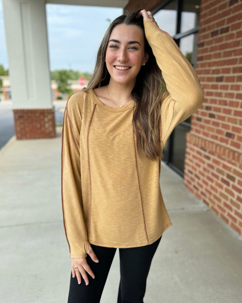 Sophie Slub Knit Top in Mustard