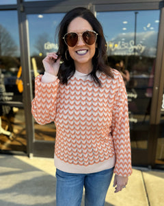 Mindy Chevron Sweater in Coral