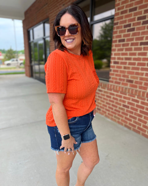 Indie REG/CURVY Knit Top in Tangerine FINAL SALE