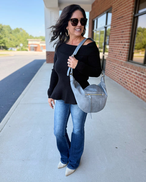 Rosie Peplum Sweater in Black
