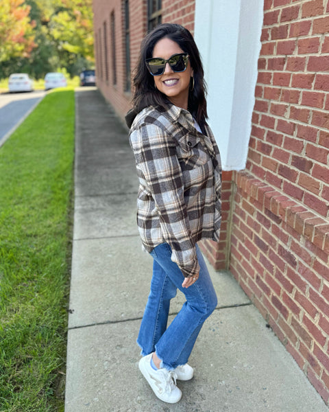 Kennedy Twofer Plaid Shacket in Brown