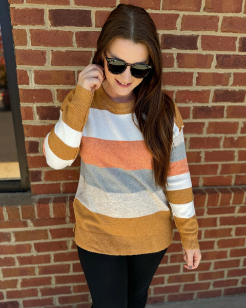 Raya Pullover Sweater in Mustard Multi