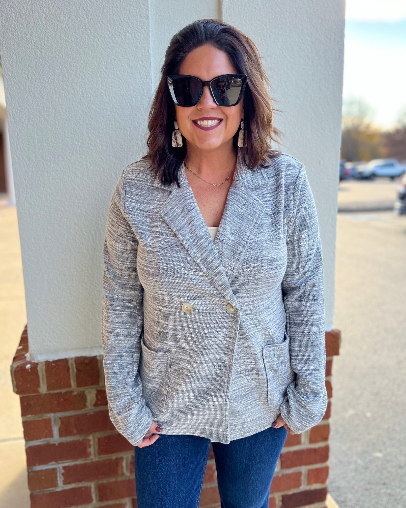 Joan French Terry Blazer in Heather Charcoal FINAL SALE