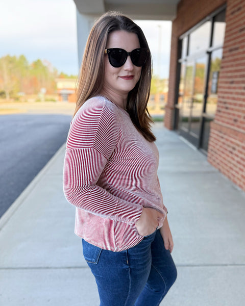 Emily REG/CURVY Top in Dark Red FINAL SALE