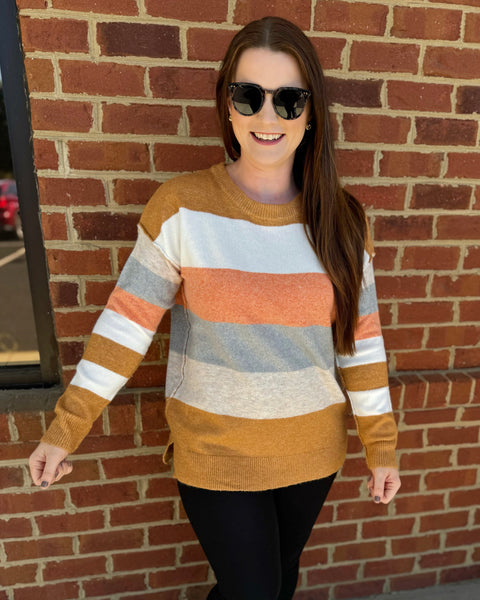 Raya Pullover Sweater in Mustard Multi