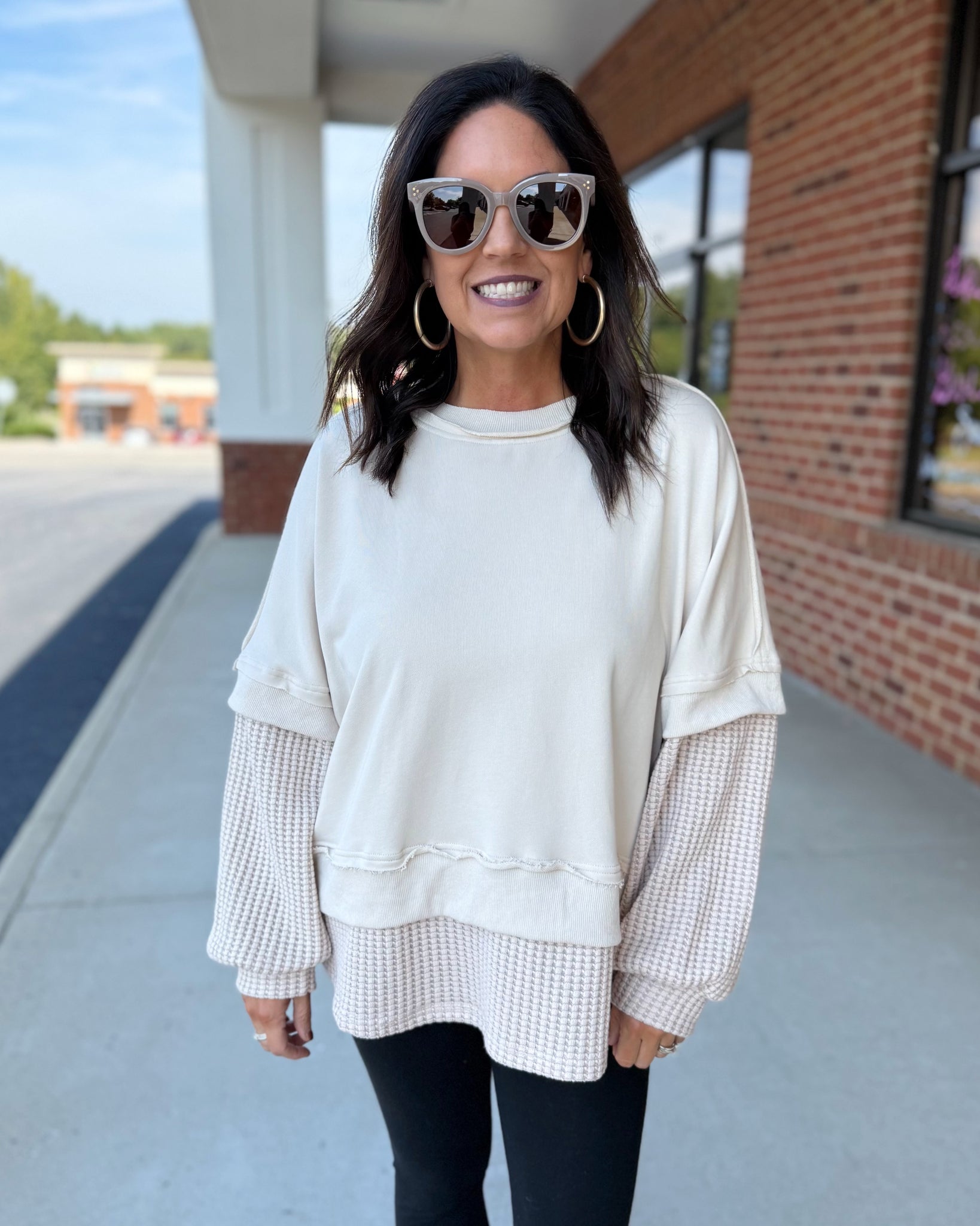 Raven CURVY Sweatshirt Top in Ecru FINAL SALE