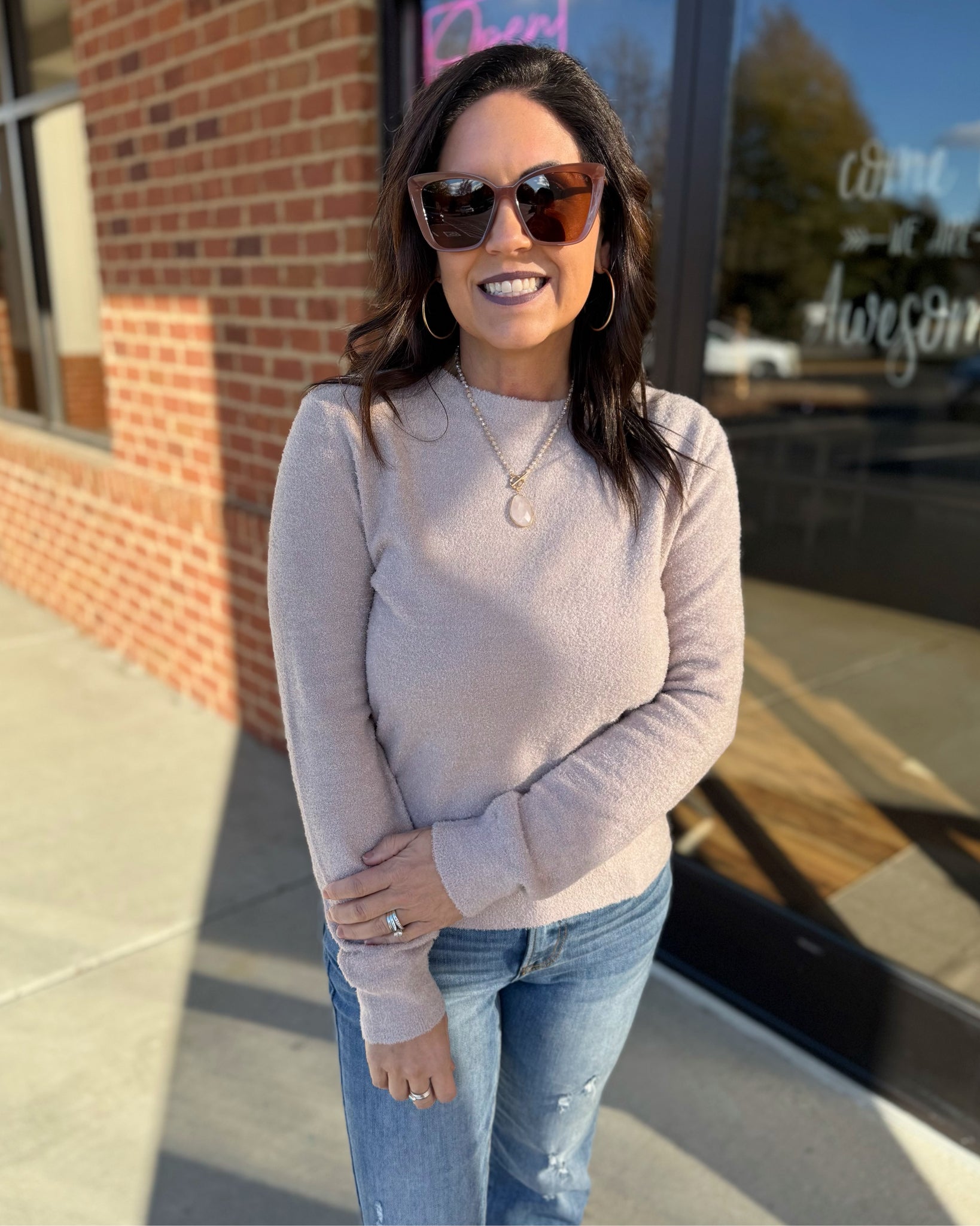 Dillon Soft Sweater in Dusty Blush