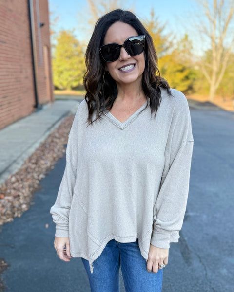 Nolan Asymmetrical Top in Stone FINAL SALE