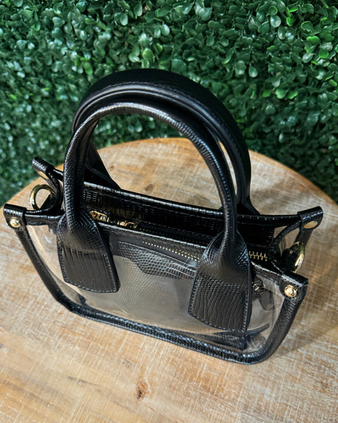 Stacey Clear Satchel Bag in Black