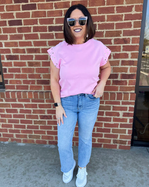 Addison Stud Details Top in Pink