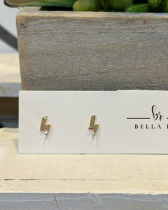 Lightening Bolt Gold Stud Earrings