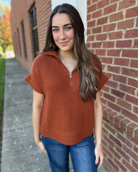 Anna Pullover Sweater in Rust FINAL SALE