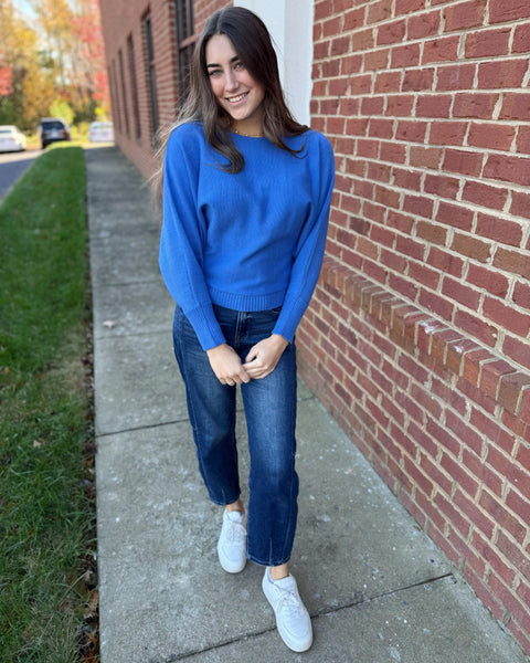 Callie Boat Neck Sweater in Cobalt Blue FINAL SALE