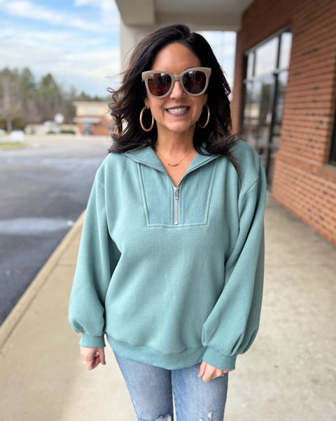 Christy Half Zip Sweatshirt in Slate