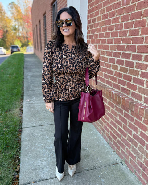 Barrett REG/CURVY Leopard Print Top