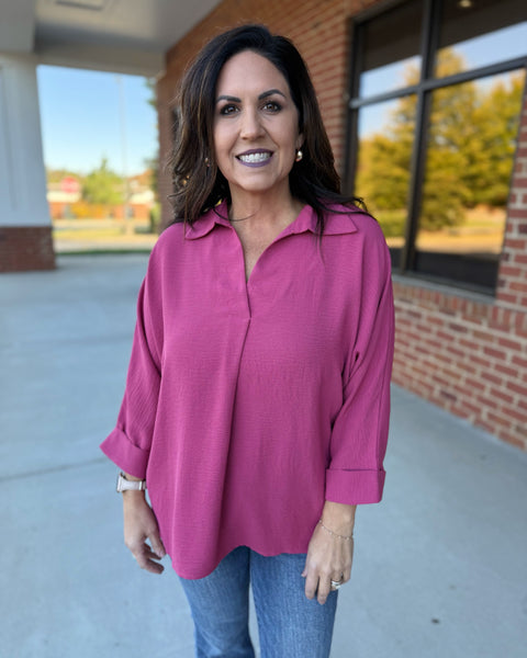 Bradley REG/CURVY Blouse in Dusty Mauve