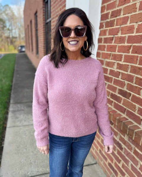 Kyra Eyelash Sweater in Mauve