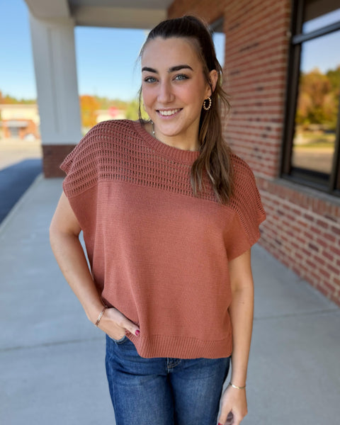 Beckett Sweater Top in Cinnamon