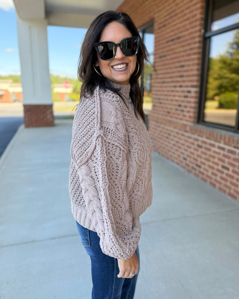 Gemma Cable Knit Sweater in Ash Mocha FINAL SALE