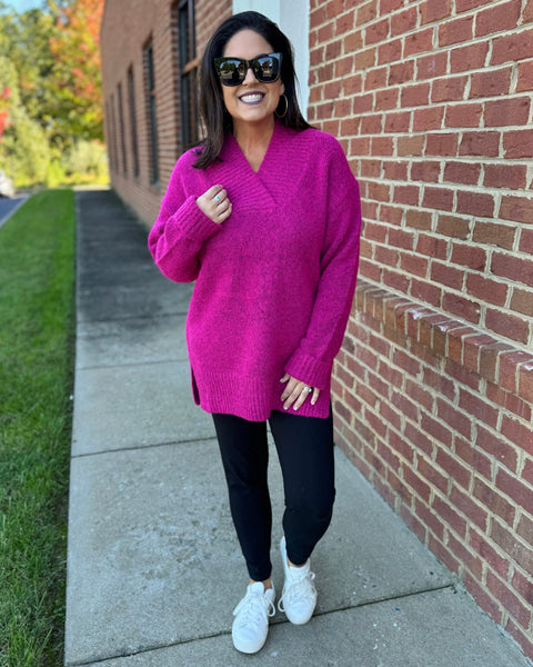 Georgia Slouchy Sweater in Cranberry