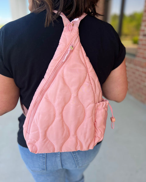 Puffer Sling Bag & Backpack in Bubblegum Pink