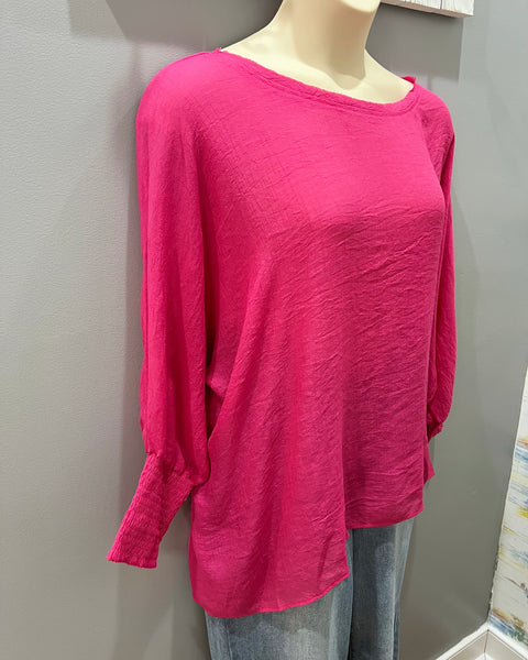 Mabel CURVY Dolman Blouse in Hot Pink