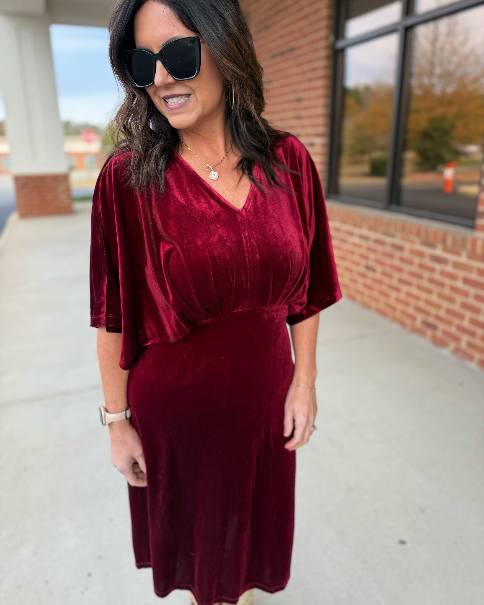 Paula Kimono Sleeve Dress in Wine