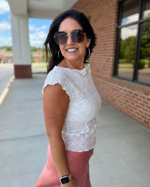 Kaitlyn Lace Top in White FINAL SALE