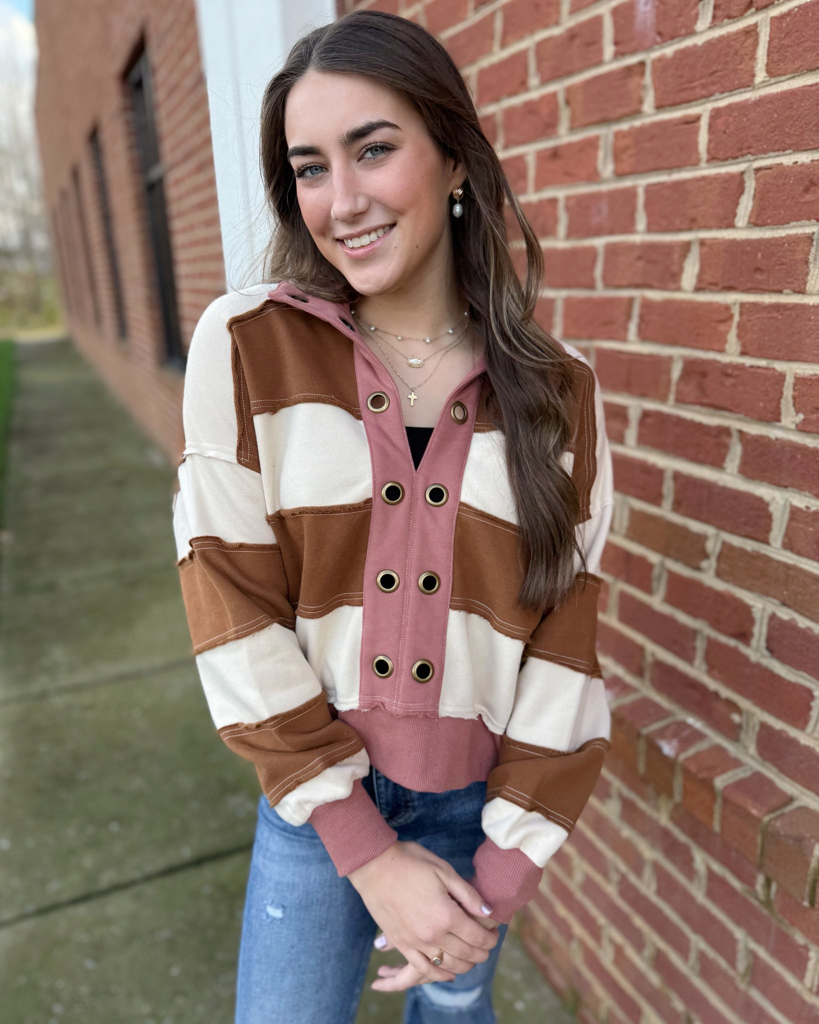 Brooke Pullover in Tobacco/Mauve