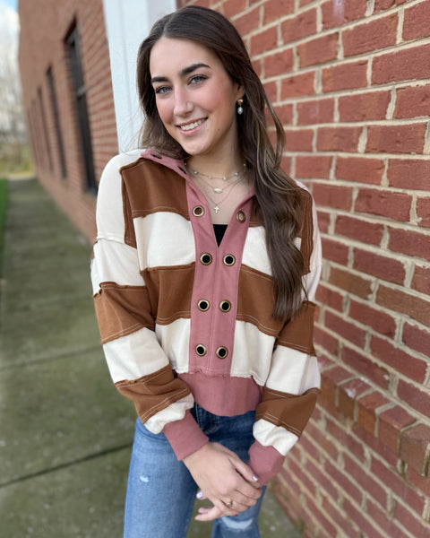 Brooke Pullover in Tobacco/Mauve