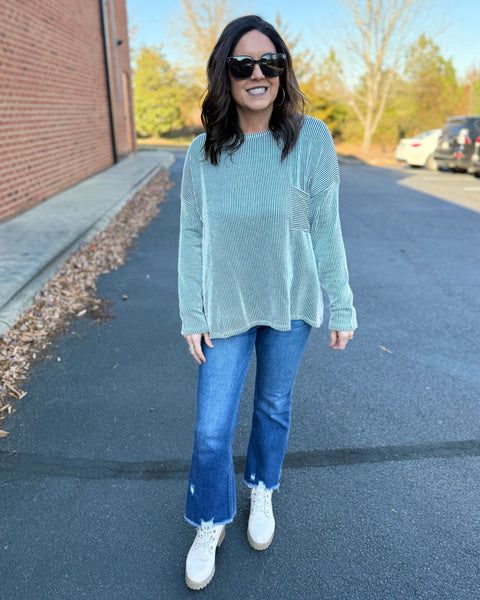 Emily REG/CURVY Top in Dark Green FINAL SALE