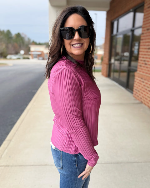 Patty Pleated Top in Berry FINAL SALE