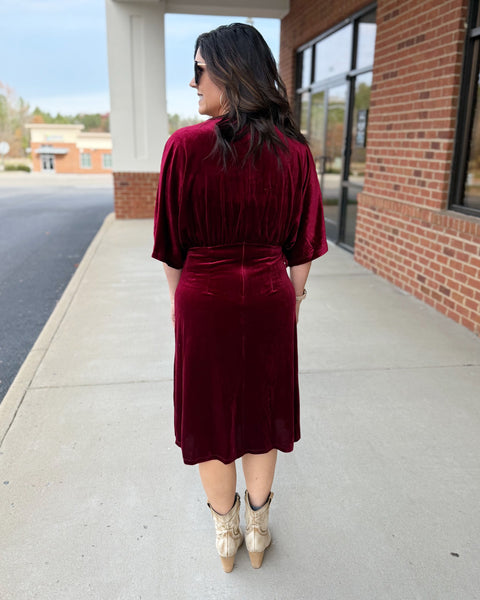 Paula Kimono Sleeve Dress in Wine