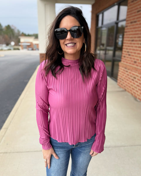 Patty Pleated Top in Berry FINAL SALE