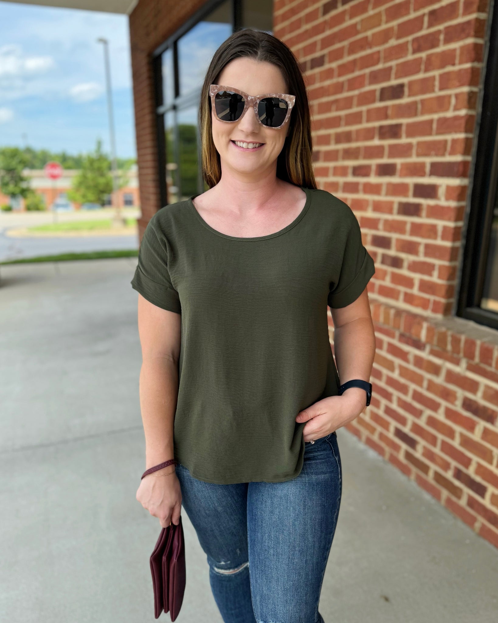 Rylee REG/CURVY Blouse in Olive