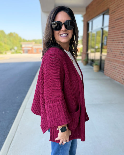 Gabbie Sweater Cardigan in Cabernet FINAL SALE