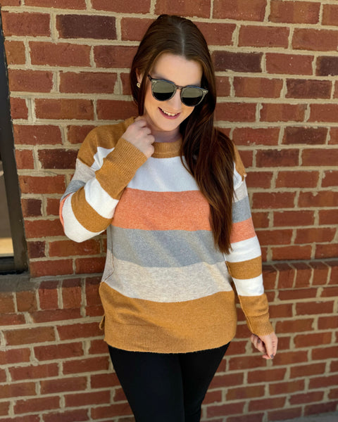 Raya Pullover Sweater in Mustard Multi