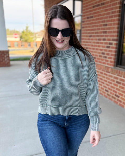 Tinley Washed Sweater in Ash Jade FINAL SALE