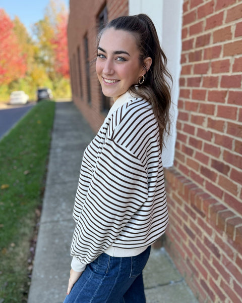 Collins Half Zip Sweatshirt in Brown