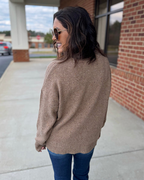 Harlow Mock Neck Sweater in Brown