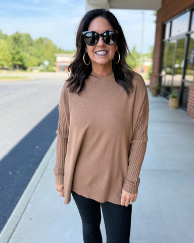 Ellie Hoodie Top in Heather Deep Camel FINAL SALE
