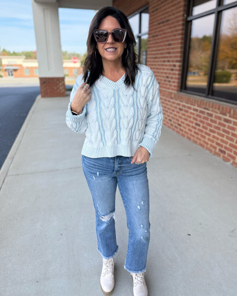 Alia Textured Sweater in Frosted Sky