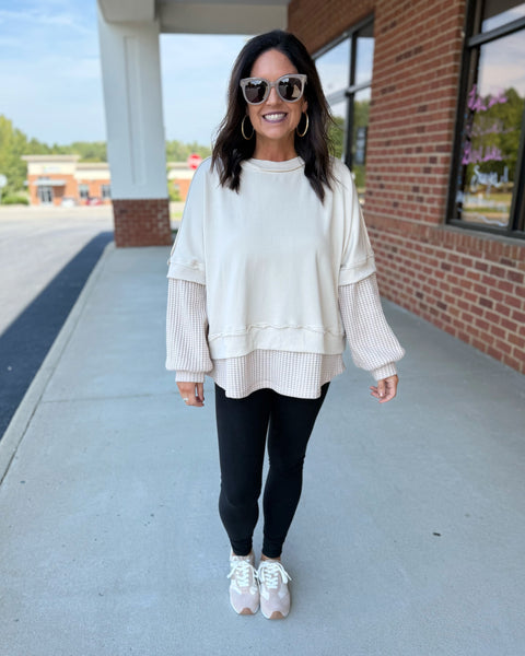 Raven CURVY Sweatshirt Top in Ecru FINAL SALE